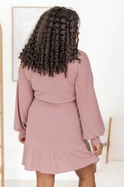 Brand new 🔔 Pink Lily Still The One Mauve Ribbed Henley Style 👗 Dress 🔥 -Cheap dresses Store 183846 9 650x