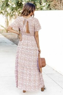 Outlet 🔔 Pink Lily Happy For You Brown Floral Short Sleeve Maxi 👗 Dress 🥰 -Cheap dresses Store 183868 happyforyoubrown 4 650x