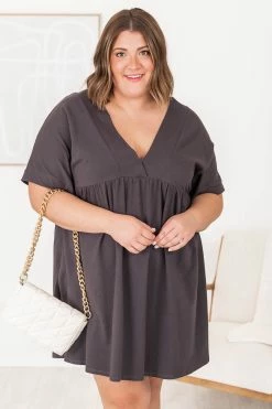 Coupon 🥰 Pink Lily Give Up The Ghost Cement V-Neck 👗 Dress 🎁 -Cheap dresses Store 183880 3 650x