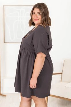 Coupon 🥰 Pink Lily Give Up The Ghost Cement V-Neck 👗 Dress 🎁 -Cheap dresses Store 183880 5 650x