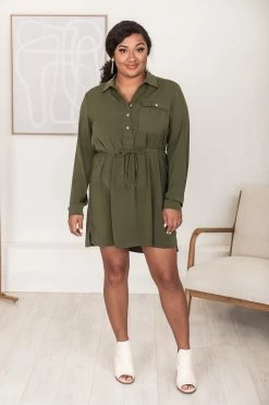 Buy 🎁 Pink Lily Learn To Fly Olive Button Front 👕 Shirt 👗 Dress FINAL SALE 🔥 -Cheap dresses Store 183972 10 650x