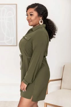 Buy 🎁 Pink Lily Learn To Fly Olive Button Front 👕 Shirt 👗 Dress FINAL SALE 🔥 -Cheap dresses Store 183972 13 650x