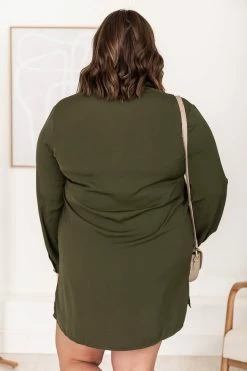 Buy 🎁 Pink Lily Learn To Fly Olive Button Front 👕 Shirt 👗 Dress FINAL SALE 🔥 -Cheap dresses Store 183972 4 650x