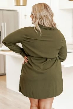 Buy 🎁 Pink Lily Learn To Fly Olive Button Front 👕 Shirt 👗 Dress FINAL SALE 🔥 -Cheap dresses Store 183972 6 650x