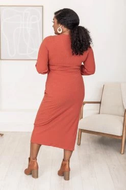 Top 10 😍 Pink Lily When I'm With You Rust Ribbed Cinched Bust Midi 👗 Dress FINAL SALE 😍 -Cheap dresses Store 183976 12 650x