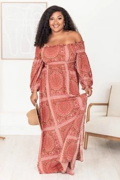 Buy 🔥 Pink Lily Sounds In My Mind Brick Smocked Bust Off The Shoulder Printed Maxi 👗 Dress FINAL SALE 🛒 -Cheap dresses Store 183986 2 1bb2b964 0825 4e5f aa56 c55101b81bca 650x