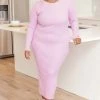 Best deal 🥰 Pink Lily You've Got The Look Purple Knit Open Back Midi 👗 Dress 😍