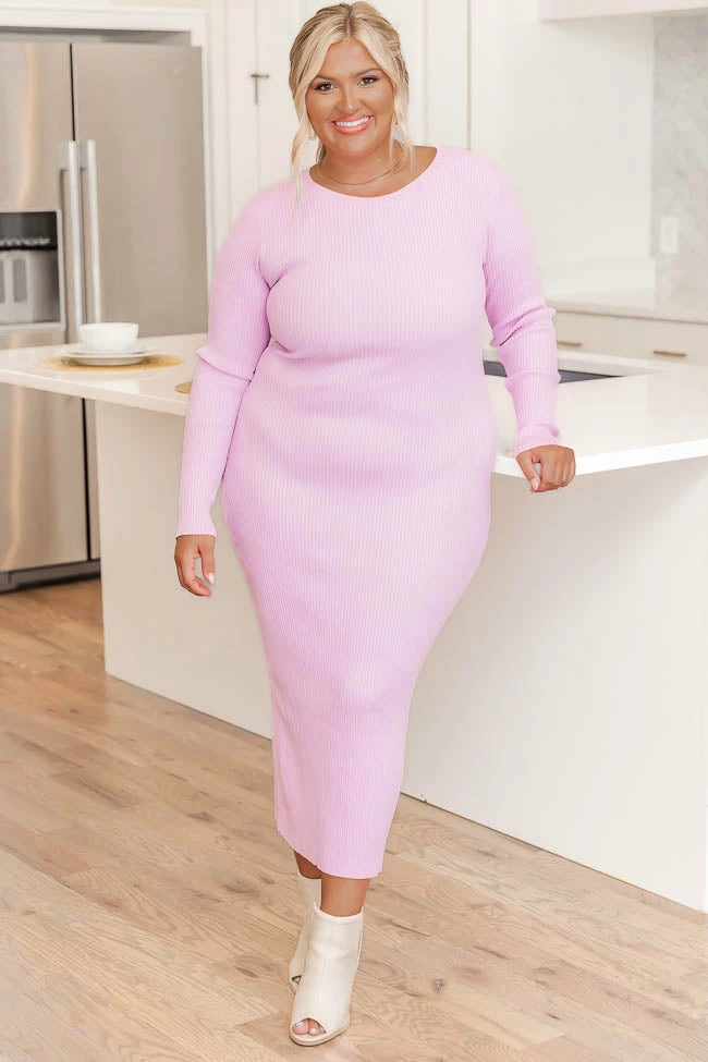 Best deal π₯° Pink Lily You've Got The Look Purple Knit Open Back Midi π Dress π 1 Best deal π₯° Pink Lily You've Got The Look Purple Knit Open Back Midi π Dress π
