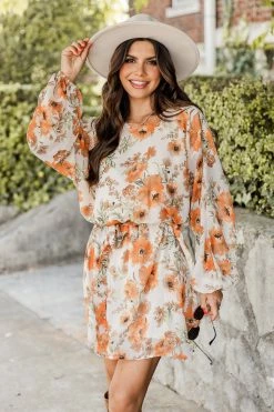 Wholesale π Pink Lily Forever After All Orange Floral Belted Mini π Dress FINAL SALE π₯°