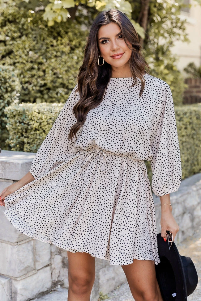 Budget π Pink Lily Just Can't Say Goodbye Beige Spotted Mini π Dress π₯ 2 Budget π Pink Lily Just Can't Say Goodbye Beige Spotted Mini π Dress π₯ - Image 2