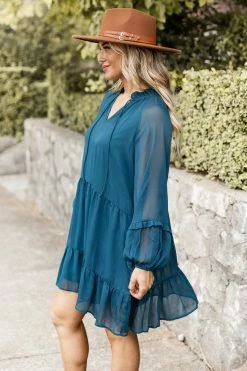 Best Sale 🔔 Pink Lily Happier Than Ever Teal Notched Neckline Mini 👗 Dress FINAL SALE 🎉 -Cheap dresses Store 184330 sawitcoming 174118 differenttimezonesmocha 183196 indie 185616 keepmovingon 9 650x