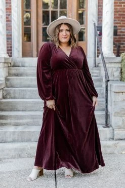 Budget βοΈ Pink Lily Cross Your Mind Plum Velvet Maxi π Dress FINAL SALE π―