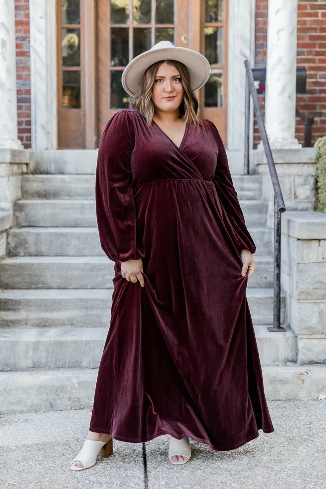 Budget βοΈ Pink Lily Cross Your Mind Plum Velvet Maxi π Dress FINAL SALE π― 1 Budget βοΈ Pink Lily Cross Your Mind Plum Velvet Maxi π Dress FINAL SALE π―