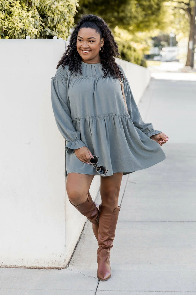 Wholesale β¨ Pink Lily I'll Always Remember Steel Grey Smocked Shoulder Mini π Dress π 6 Wholesale β¨ Pink Lily I'll Always Remember Steel Grey Smocked Shoulder Mini π Dress π - Image 6