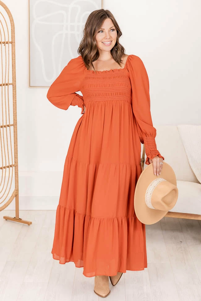 Hot Sale β Pink Lily Momentary Phase Rust Smocked Bust Maxi π Dress FINAL SALE π 9 Hot Sale β Pink Lily Momentary Phase Rust Smocked Bust Maxi π Dress FINAL SALE π - Image 9