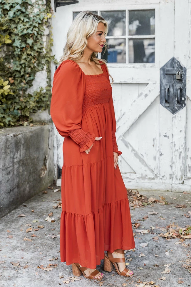 Hot Sale β Pink Lily Momentary Phase Rust Smocked Bust Maxi π Dress FINAL SALE π 4 Hot Sale β Pink Lily Momentary Phase Rust Smocked Bust Maxi π Dress FINAL SALE π - Image 4