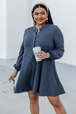 Best reviews of ❤️ Pink Lily Lasting Daydream Blue Henley Babydoll Ribbed 👗 Dress ❤️ -Cheap dresses Store 184594 4 650x