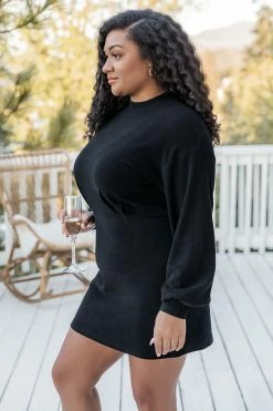 Deals 🎁 Pink Lily Matched Energy Black Mock Neck Sweater 👗 Dress FINAL SALE 🎉 -Cheap dresses Store 184644 7 650x