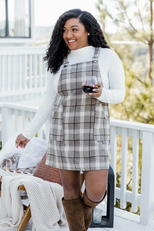 New βοΈ Pink Lily Change In The Air Tan Plaid Jumper FINAL SALE π― 2 New βοΈ Pink Lily Change In The Air Tan Plaid Jumper FINAL SALE π― - Image 2