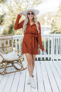 Flash Sale 😍 Pink Lily Ever Since You Rust Ribbed Knit Belted 👕 Shirt 👗 Dress FINAL SALE 🌟 -Cheap dresses Store 184676 eversinceyou 183708 shasta 174114 differenttimezonesivory 3 650x