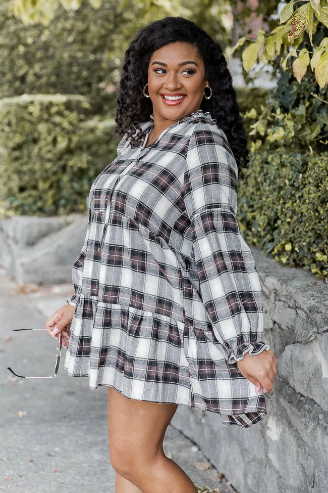 Wholesale π Pink Lily Falling Back To You Brown Plaid Tiered Mini π Dress π 9 Wholesale π Pink Lily Falling Back To You Brown Plaid Tiered Mini π Dress π - Image 9