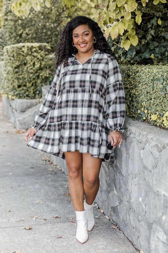 Wholesale π Pink Lily Falling Back To You Brown Plaid Tiered Mini π Dress π 6 Wholesale π Pink Lily Falling Back To You Brown Plaid Tiered Mini π Dress π - Image 6