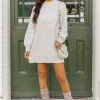 Cheap ❤️ Pink Lily A Step Ahead Beige Textured Mock Neck Sweater 👗 Dress FINAL SALE ✨