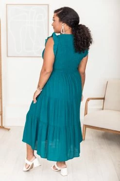 Best Pirce 🥰 Pink Lily Turn Of Events Teal Tiered Midi 👗 Dress 😍 -Cheap dresses Store 184764 11 650x