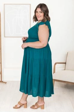 Best Pirce 🥰 Pink Lily Turn Of Events Teal Tiered Midi 👗 Dress 😍 -Cheap dresses Store 184764 2 650x