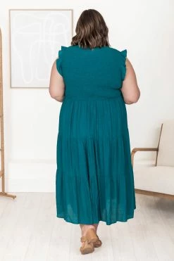 Best Pirce 🥰 Pink Lily Turn Of Events Teal Tiered Midi 👗 Dress 😍 -Cheap dresses Store 184764 3 650x