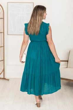 Best Pirce 🥰 Pink Lily Turn Of Events Teal Tiered Midi 👗 Dress 😍 -Cheap dresses Store 184764 7 650x