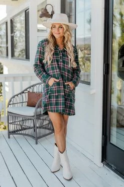 Cheap dresses Store 19 Best deal π Pink Lily Changing With The Leaves Green Hooded Plaid Mini π Dress π