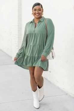 Buy ✨ Pink Lily Lead Me There Olive Collared Knit Henley Mini 👗 Dress 👏 -Cheap dresses Store 184950 1 650x