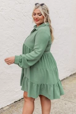Buy ✨ Pink Lily Lead Me There Olive Collared Knit Henley Mini 👗 Dress 👏 -Cheap dresses Store 184950 6 650x