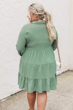 Buy ✨ Pink Lily Lead Me There Olive Collared Knit Henley Mini 👗 Dress 👏 -Cheap dresses Store 184950 7 650x