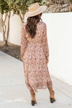 Outlet ✨ Pink Lily Want It That Way Brown Floral Midi 👗 Dress FINAL SALE 🧨 -Cheap dresses Store 184956 wantitthatway 174430 cecily 174116 differenttimezonescamel 6 650x