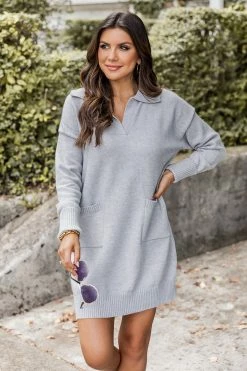 Best reviews of π Pink Lily Time Heals Grey Collared Sweater π Dress π€©