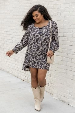 Deals ⌛ Pink Lily Romantic History Charcoal Floral Mini 👗 Dress 🥰 -Cheap dresses Store 185168 3 650x