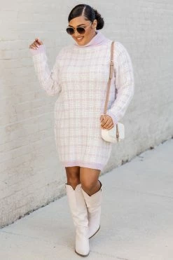 Flash Sale π Pink Lily Pep In Your Step Purple Weave Detail Sweater π Dress βοΈ
