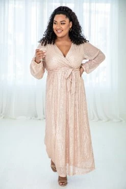 Buy 🛒 Pink Lily And All At Once Gold Sequin Maxi 👗 Dress ⭐ -Cheap dresses Store 185966 10 650x