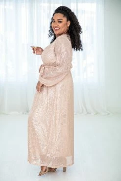 Buy 🛒 Pink Lily And All At Once Gold Sequin Maxi 👗 Dress ⭐ -Cheap dresses Store 185966 11 650x