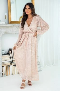 Buy π Pink Lily And All At Once Gold Sequin Maxi π Dress β