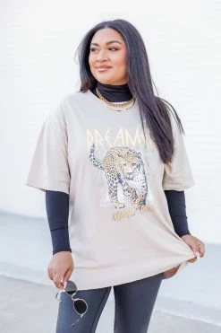 Cheapest 🎉 Pink Lily Oversized Leopard Beige Graphic Tee 👗 Dress 😀 -Cheap dresses Store 187748 16 650x