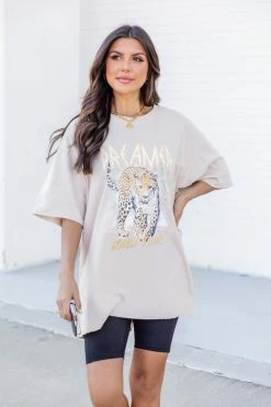 Cheapest 🎉 Pink Lily Oversized Leopard Beige Graphic Tee 👗 Dress 😀 -Cheap dresses Store 187748 1 650x