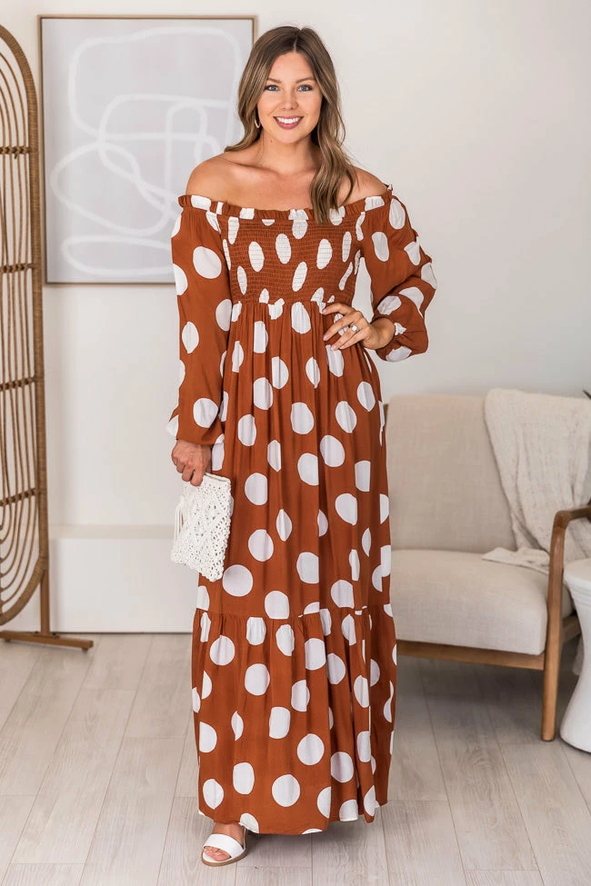 Top 10 π CAITLIN COVINGTON X PINK LILY Bluff Walk Brown Polka Dot Off The Shoulder Maxi π Dress FINAL SALE π― 8 Top 10 π CAITLIN COVINGTON X PINK LILY Bluff Walk Brown Polka Dot Off The Shoulder Maxi π Dress FINAL SALE π― - Image 8