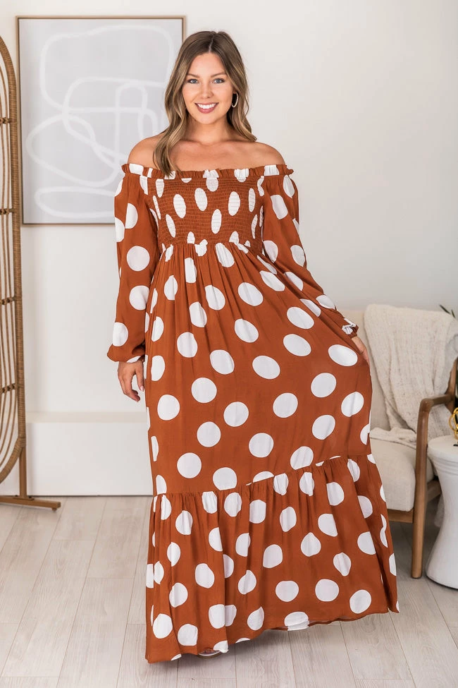 Top 10 π CAITLIN COVINGTON X PINK LILY Bluff Walk Brown Polka Dot Off The Shoulder Maxi π Dress FINAL SALE π― 9 Top 10 π CAITLIN COVINGTON X PINK LILY Bluff Walk Brown Polka Dot Off The Shoulder Maxi π Dress FINAL SALE π― - Image 9