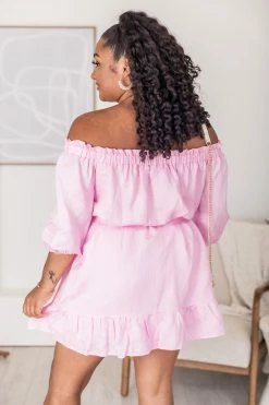 Coupon 😉 CAITLIN COVINGTON X PINK LILY Nantucket Pink Off The Shoulder Button Front Mini 👗 Dress FINAL SALE 💯 -Cheap dresses Store 1K0A1396 aae13abf 35d9 4cba a083 e1822ef2c43c 650x