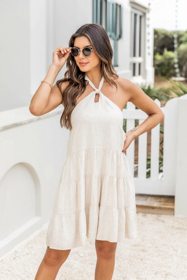 Outlet π Pink Lily Bittersweet Love Taupe Halter Mini π Dress FINAL SALE π 2 Outlet π Pink Lily Bittersweet Love Taupe Halter Mini π Dress FINAL SALE π - Image 2