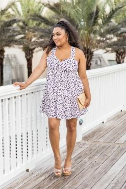 Flash Sale 🔔 Pink Lily Skip Through Today Ivory/Purple Floral Mini 👗 Dress FINAL SALE 🧨 -Cheap dresses Store 219A6523 650x