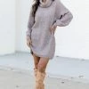 Cheap ❤️ Pink Lily Show You How Beige Turtleneck Sweater 👗 Dress 🔥